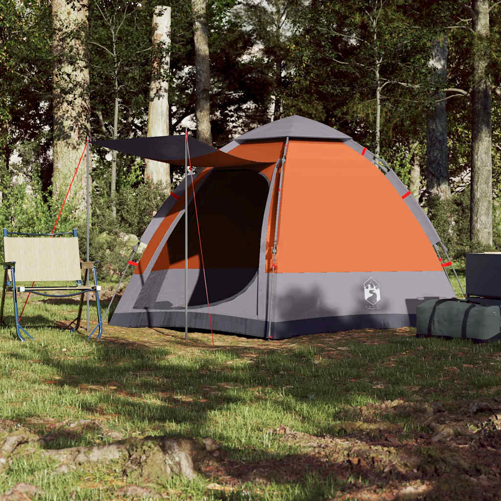 Vidaxl Camping Tent à 4 personnes Fast Fast Grey and Orange