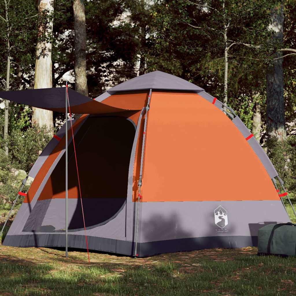 Tenda da campeggio Vidaxl Release veloce di 4 persone grigio e arancione