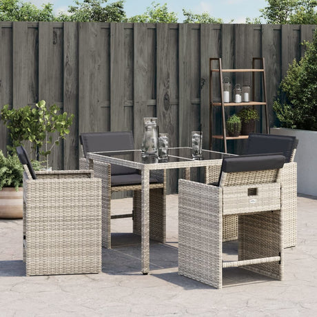 Vidaxl tuinstoelen 4 st met kussens poly rattan lichtgrijs