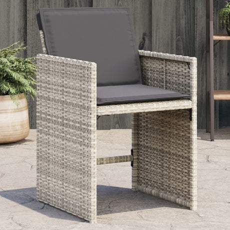 Vidaxl tuinstoelen 4 st met kussens poly rattan lichtgrijs