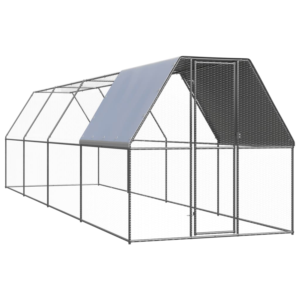 Vidaxl Chicken Coop 2x8x2 M Galvaniseret stål