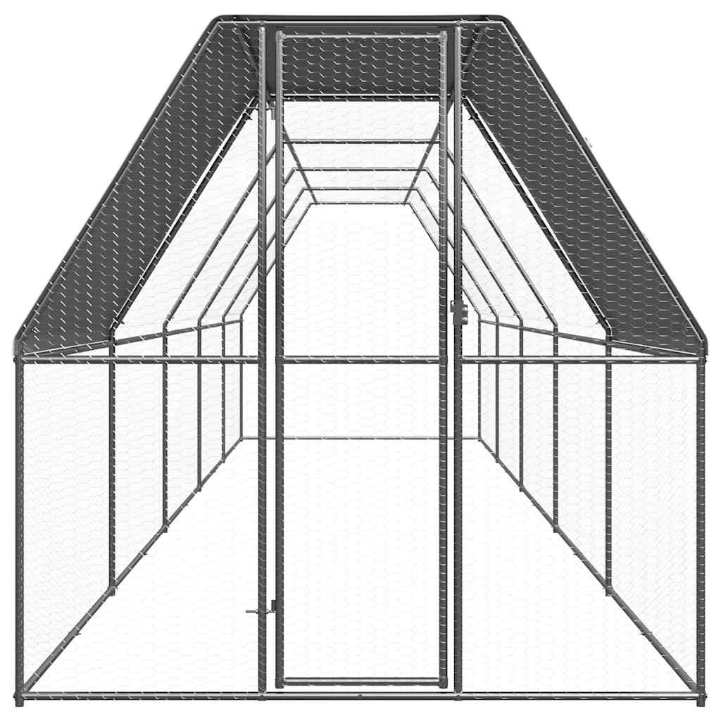 Vidaxl Chicken Coop 2x10x2 M Galvanized Steel