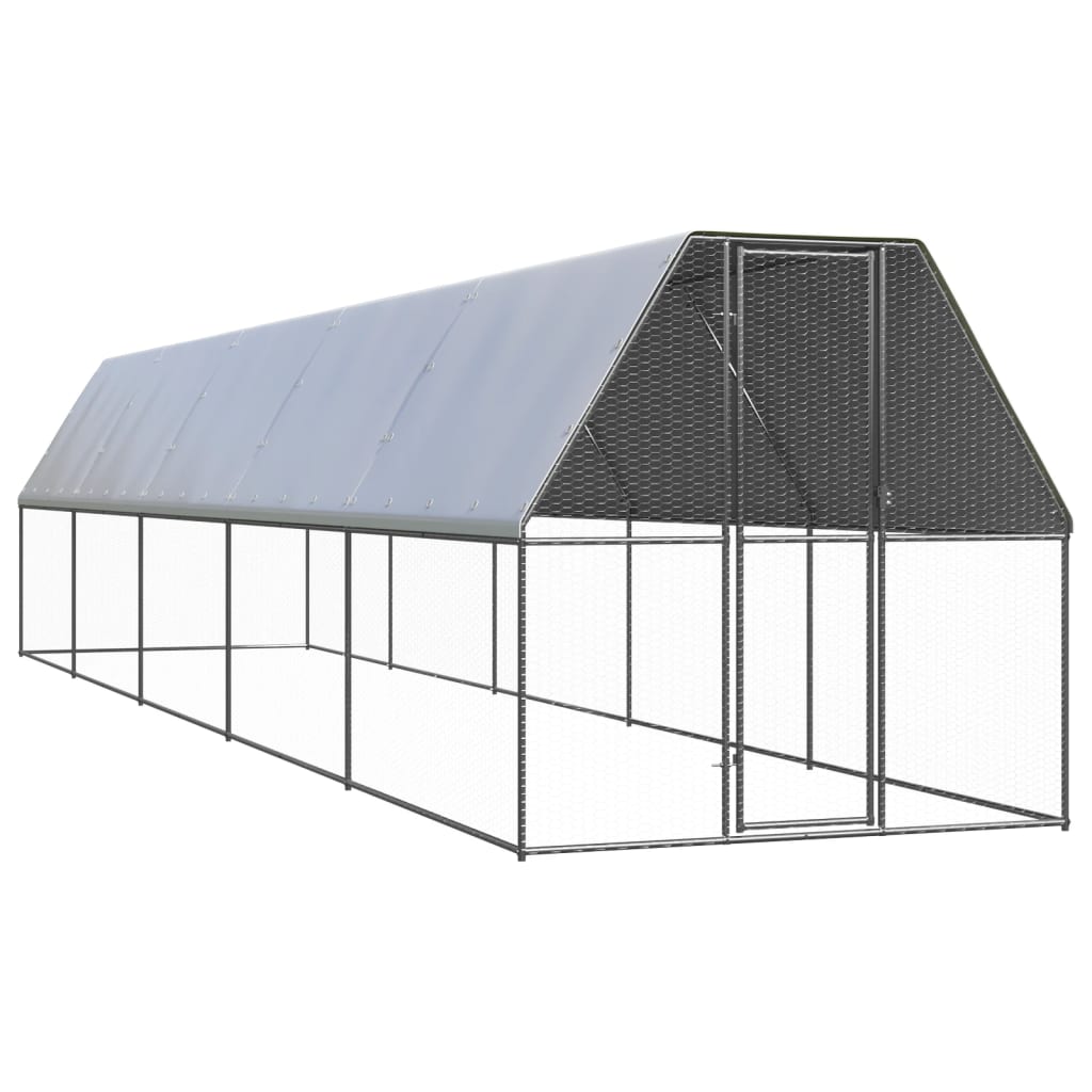 Vidaxl Chicken Coop 2x10x2 M Galvaniseret stål