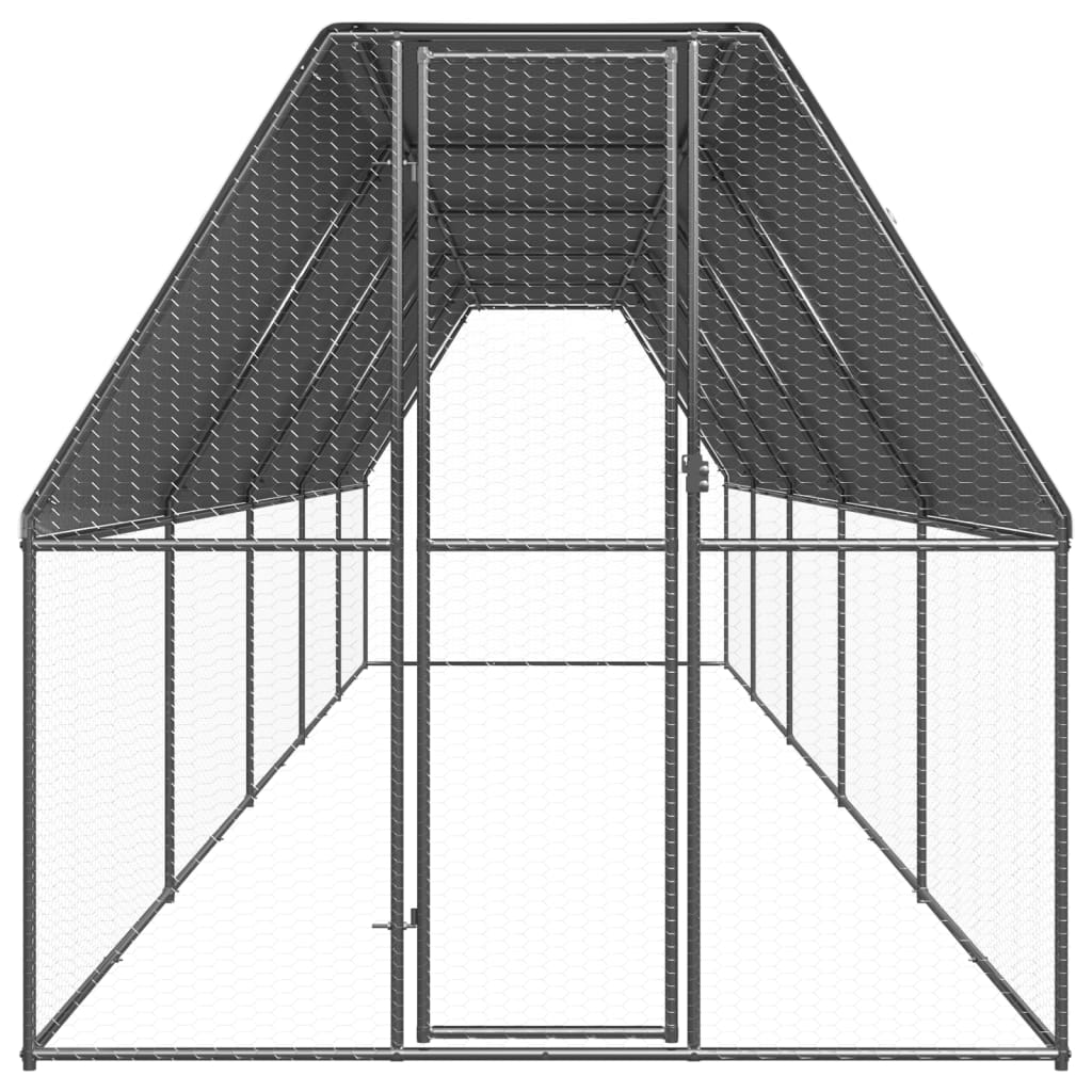 Vidaxl Chicken Coop 2x10x2 M Galvaniseret stål