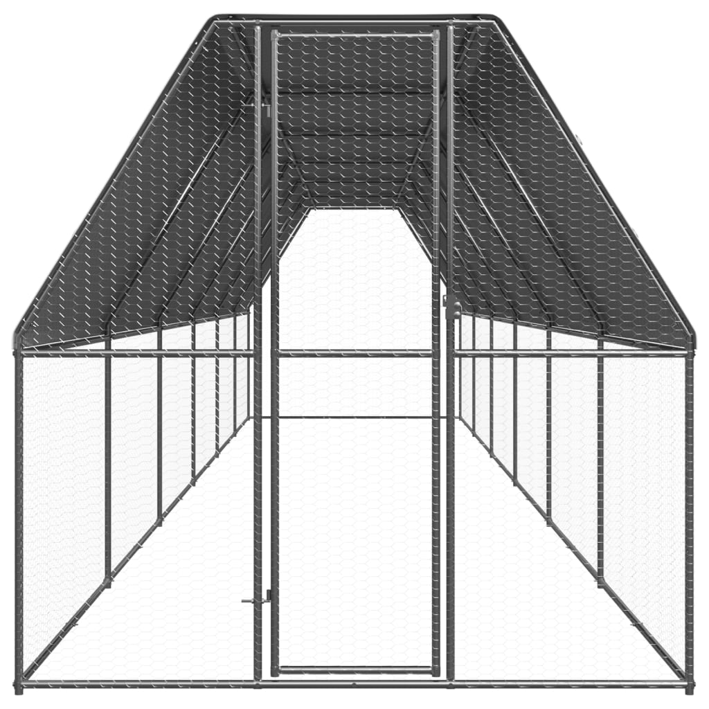 Vidaxl Chicken Coop 2x12x2 M Galvaniseret stål