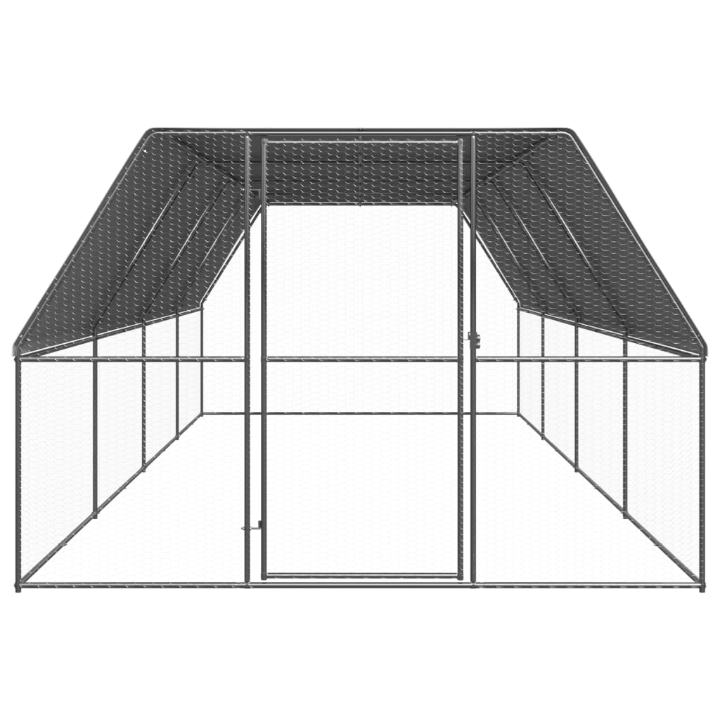 Vidaxl Chicken Coop 3x8x2 M Galvaniseret stål