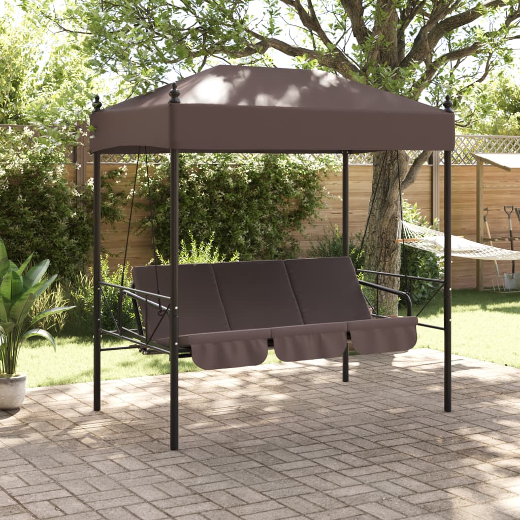 Swing Bench Vidaxl z Luifel Steel Coffee Brown