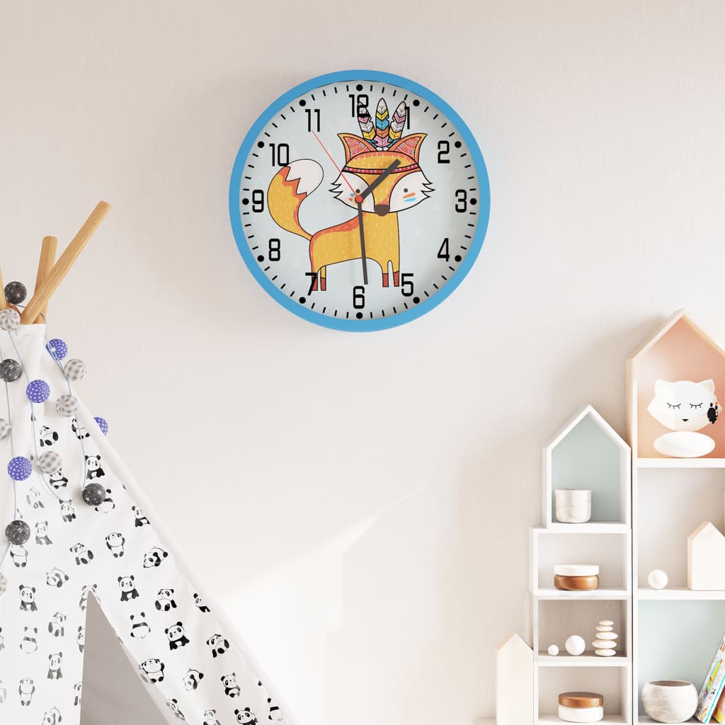 Vidaxxl-Wanduhr ø25,5 cm, Polystyrol und blaues Glas