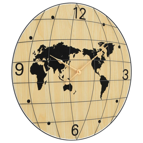 Vidaxxl-Wanduhr ø50 cm aus handgefertigtem Holz in Gelb und Schwarz