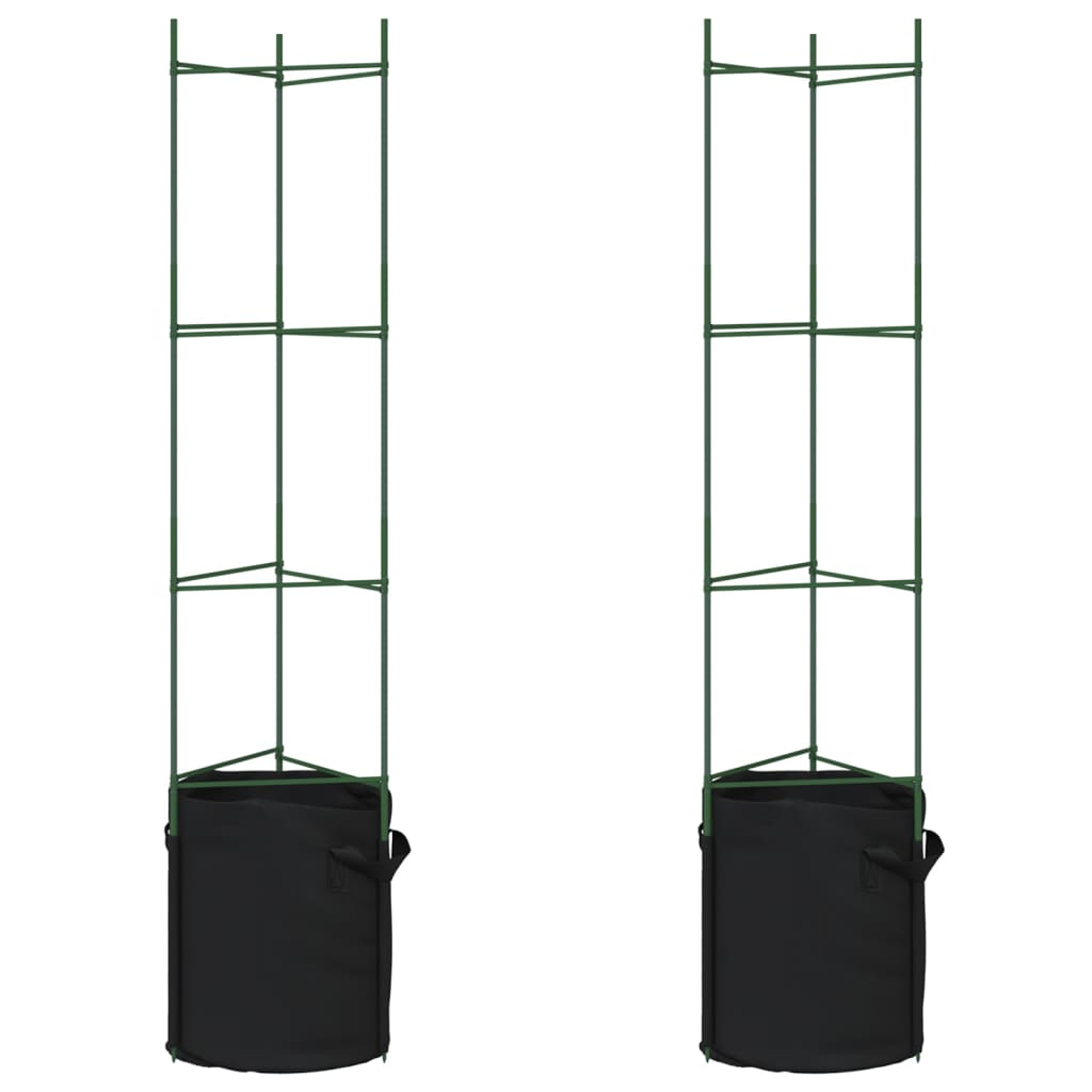 Vidaxl Tomatenkäfig mit Pflanzbeutel 2 Stück 154 cm Stahl und Polypropylen