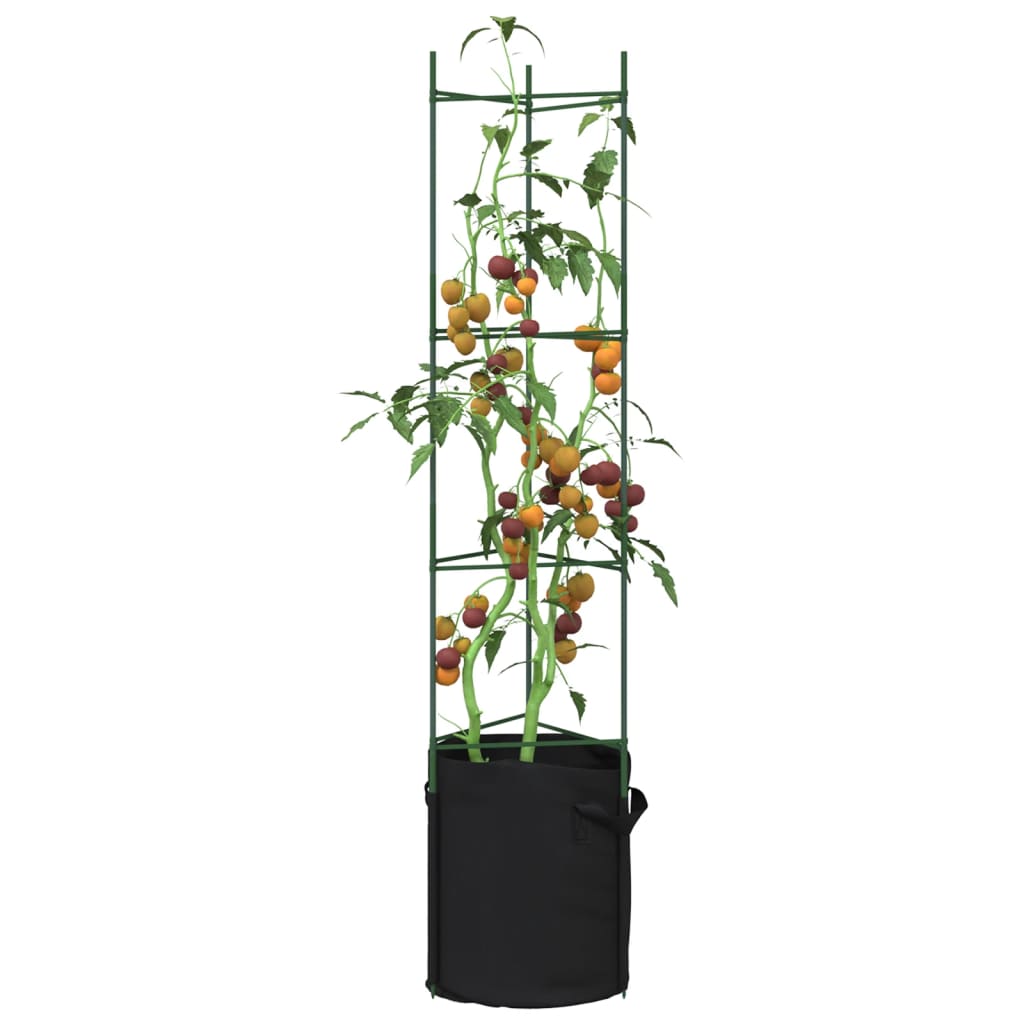 Vidaxl tomatenkooi met plantenzak 2 st 154 cm staal en polypropeen