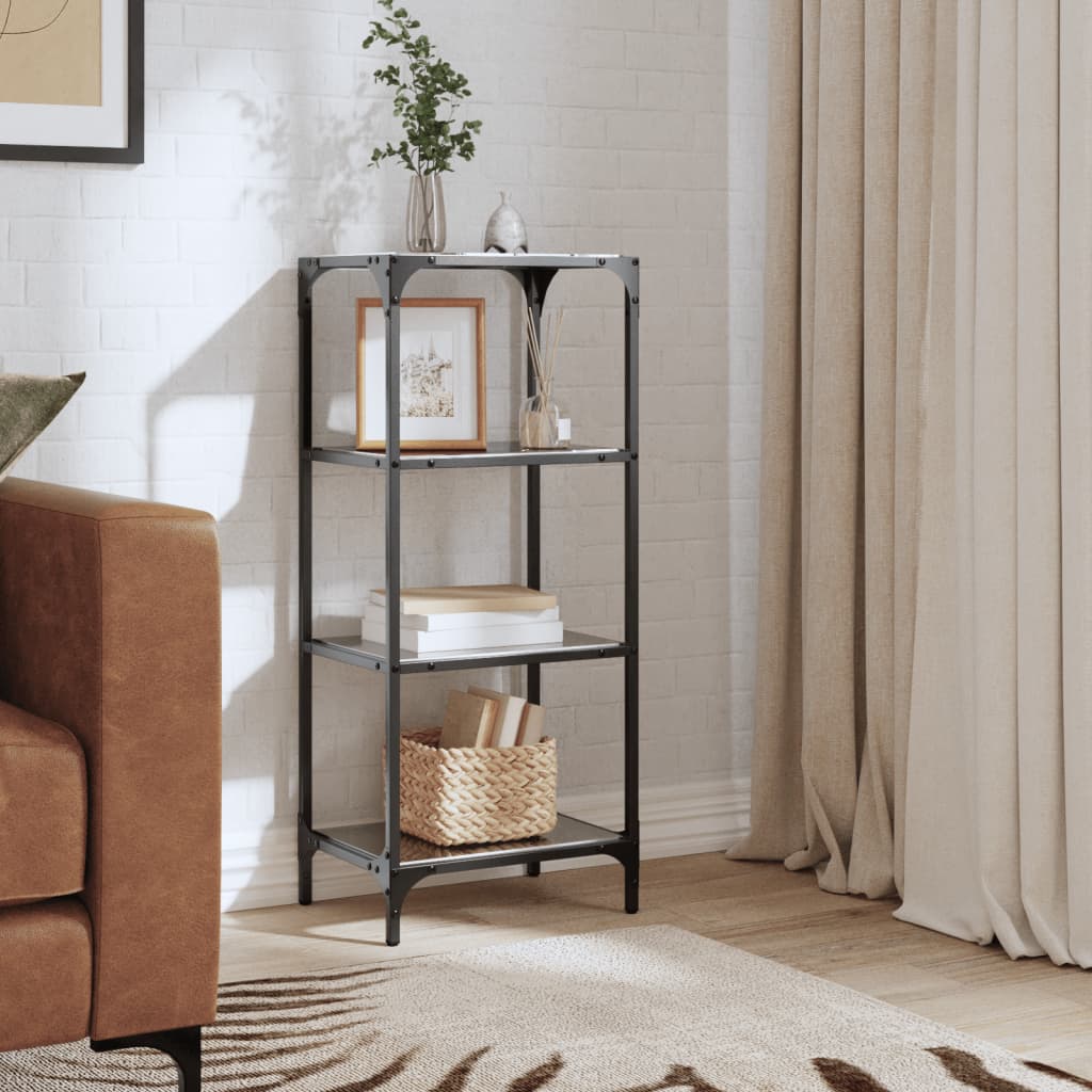 Vidaxx Lagerregal mit schwarzer Glasplatte 40x30x95 cm Stahl