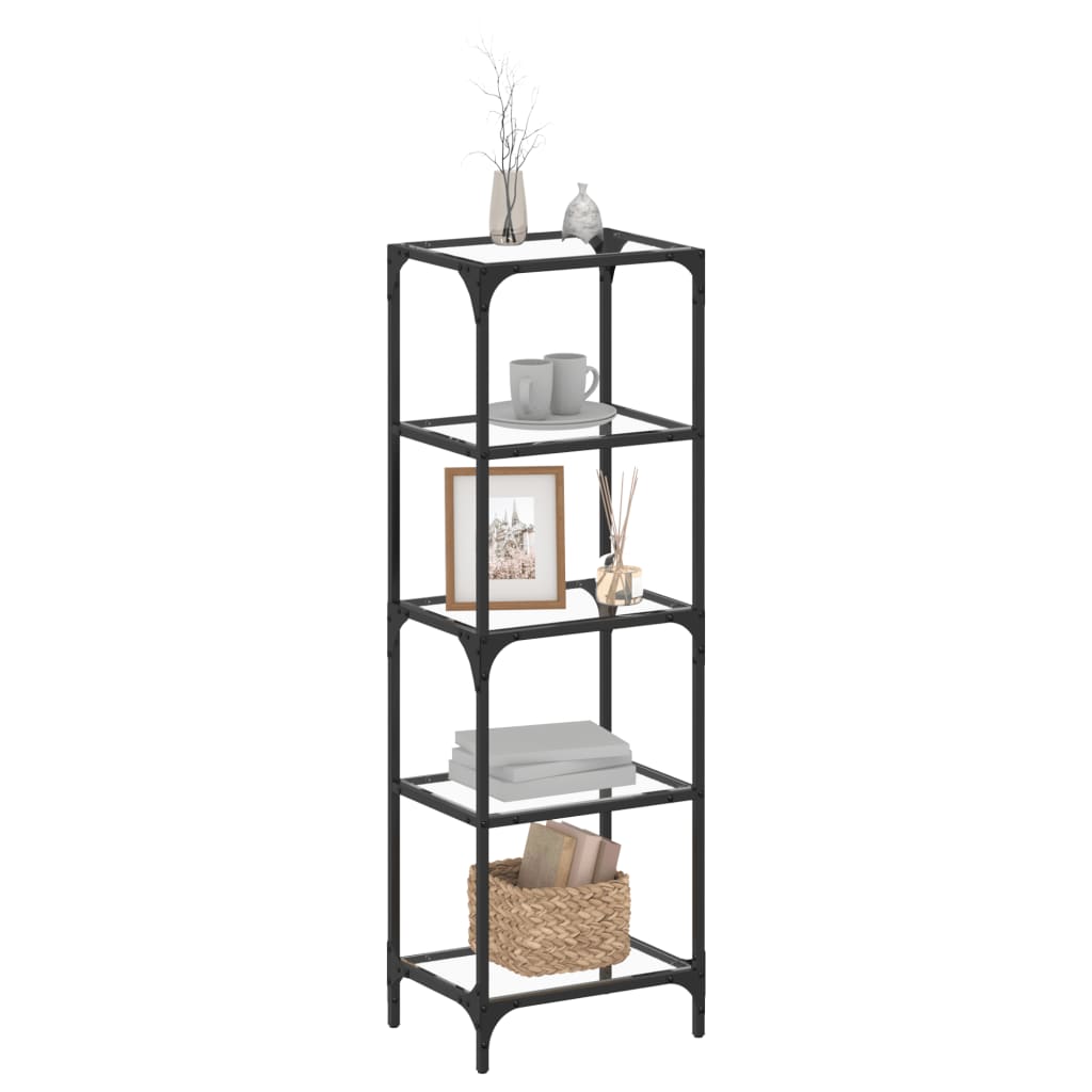 Vidaxx Lagerregal mit schwarzer Glasplatte 40x30x123 cm Stahl