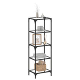 Vidaxx Lagerregal mit schwarzer Glasplatte 40x30x123 cm Stahl