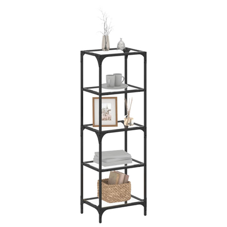 Vidaxx Lagerregal mit schwarzer Glasplatte 40x30x123 cm Stahl