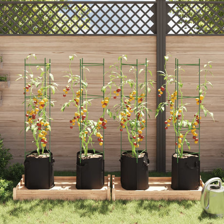 VidaXL Tomatenkäfige mit Pflanzbeutel 4 Stück 154 cm Stahl und Polypropylen