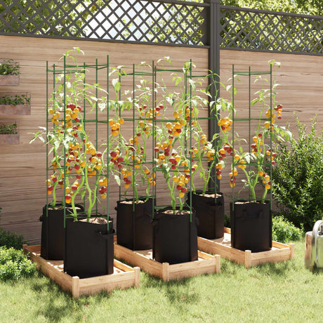 VidaXL Tomatenkäfige mit Pflanzbeutel 6 Stück 154 cm Stahl und Polypropylen