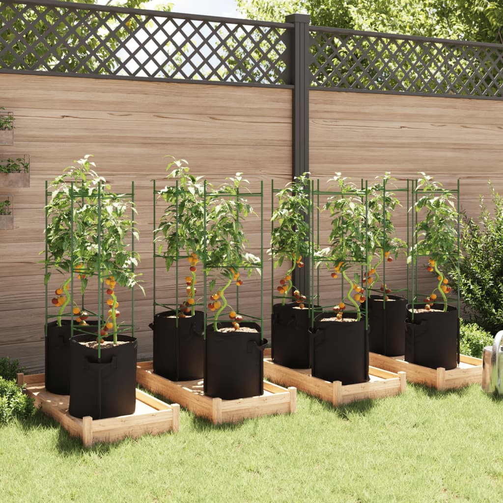VidaXL Tomatenkäfige mit Pflanzbeutel 8 Stück 116 cm Stahl und Polypropylen