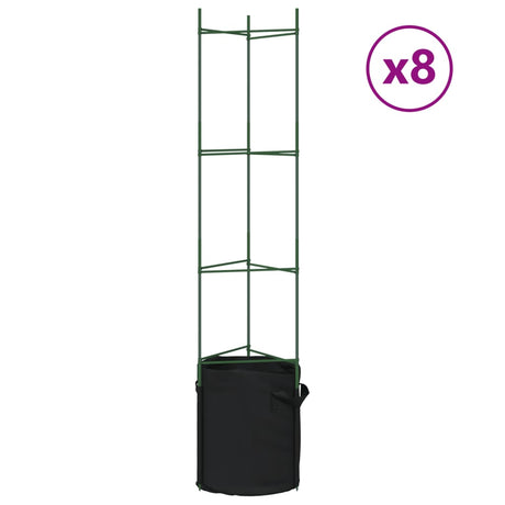 VidaXL Tomatenkäfige mit Pflanzbeutel 8 Stück 154 cm Stahl und Polypropylen