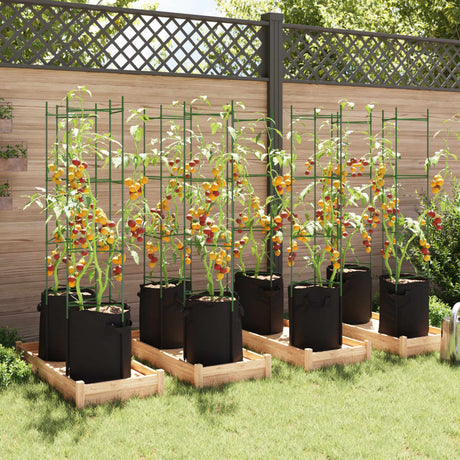 VidaXL Tomatenkäfige mit Pflanzbeutel 8 Stück 154 cm Stahl und Polypropylen
