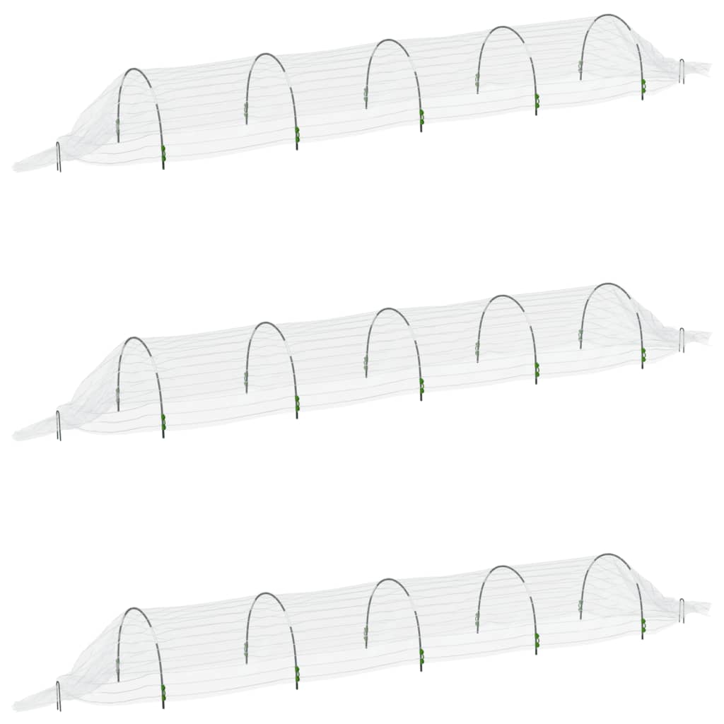 Vidaxl Grow Tunnels 3 St 1,5x5 m fiberoptisk og polypropen