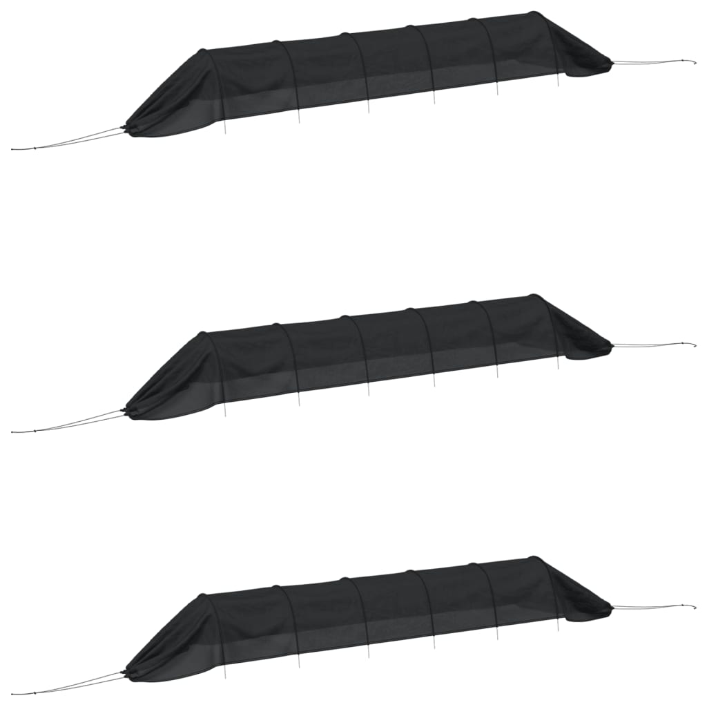 VidaXL Growtunnel 3 Stück Stahl und Polyethylen schwarz