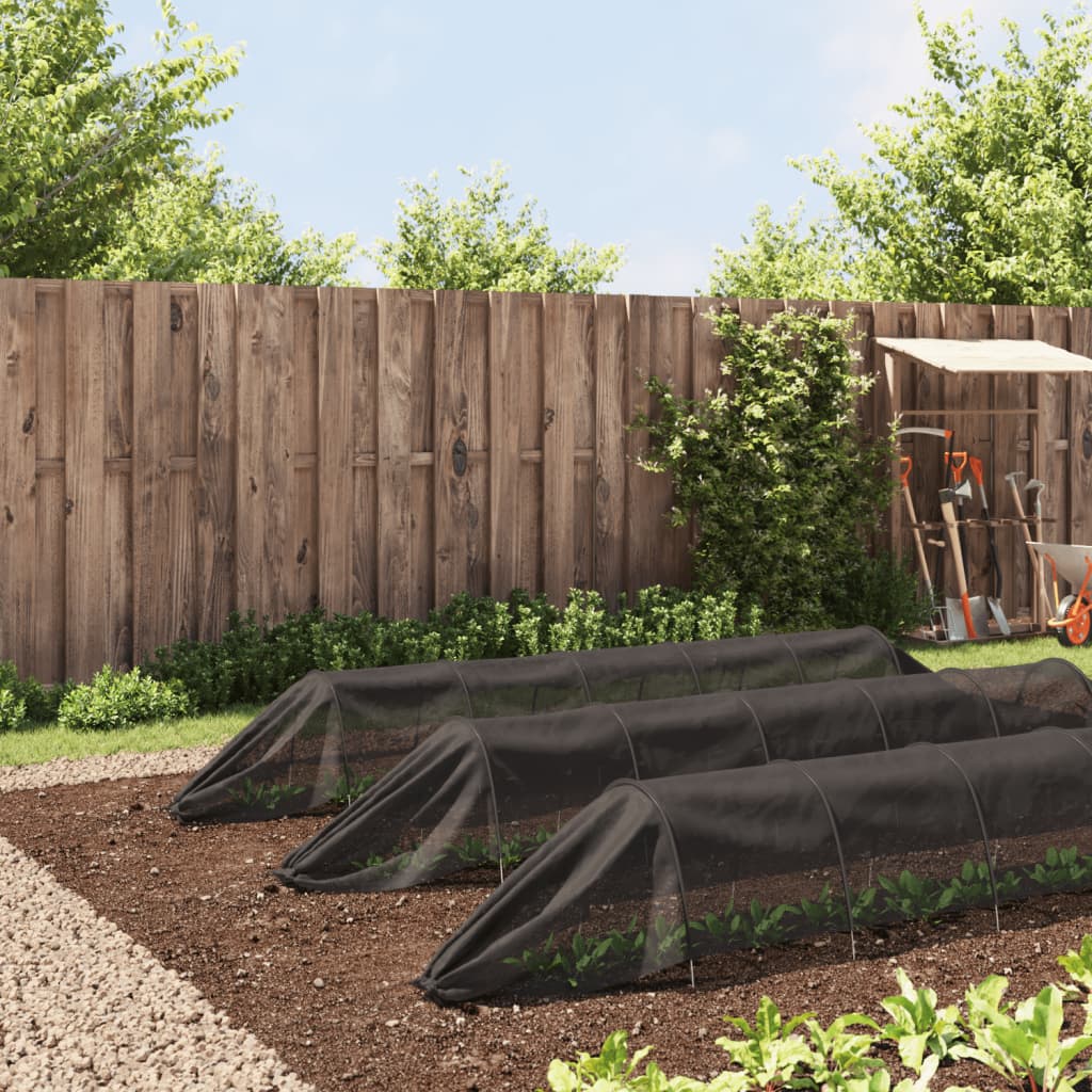 VidaXL Growtunnel 3 Stück Stahl und Polyethylen schwarz