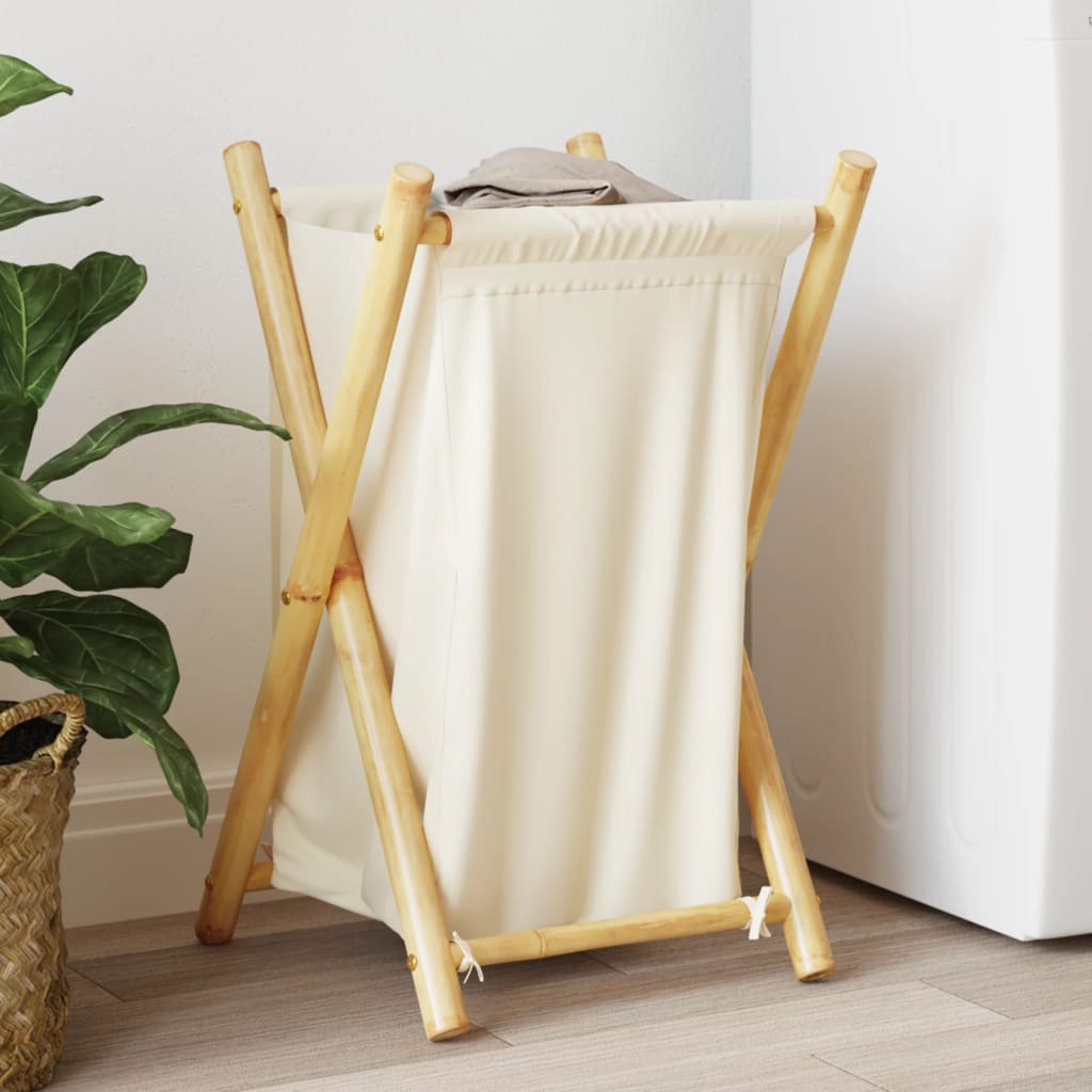 Vidaxx Wäschekorb 41,5x36x63,5 cm Bambus cremeweiß