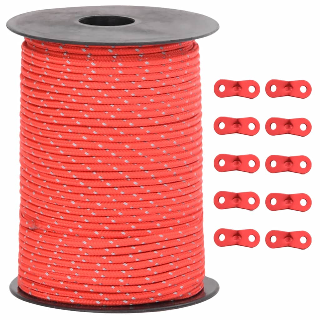 VidaXL Zelt-Abspannleine mit Reflektorstreifen und Spannern 50 m 3 mm