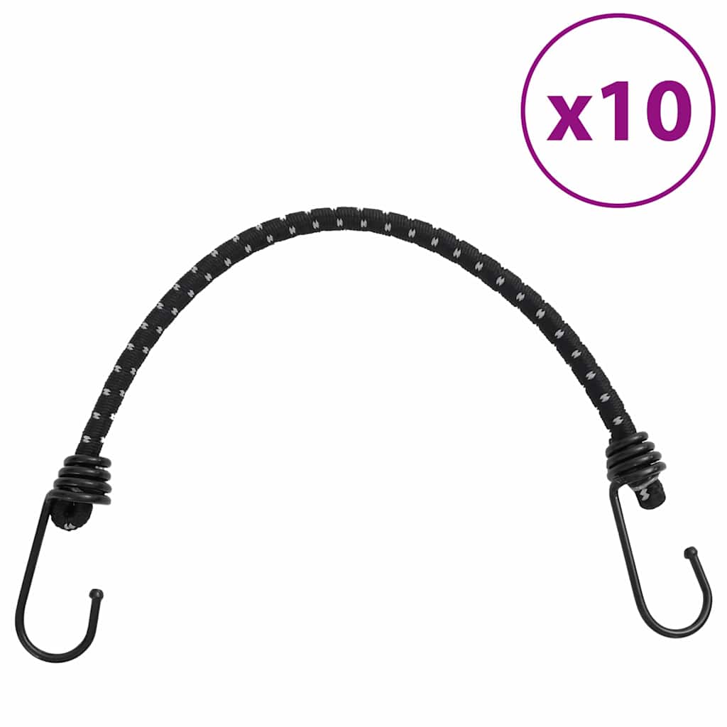 Vidaxl Spanngummis mit reflektierenden Streifen und Haken 10 Stück 46 cm