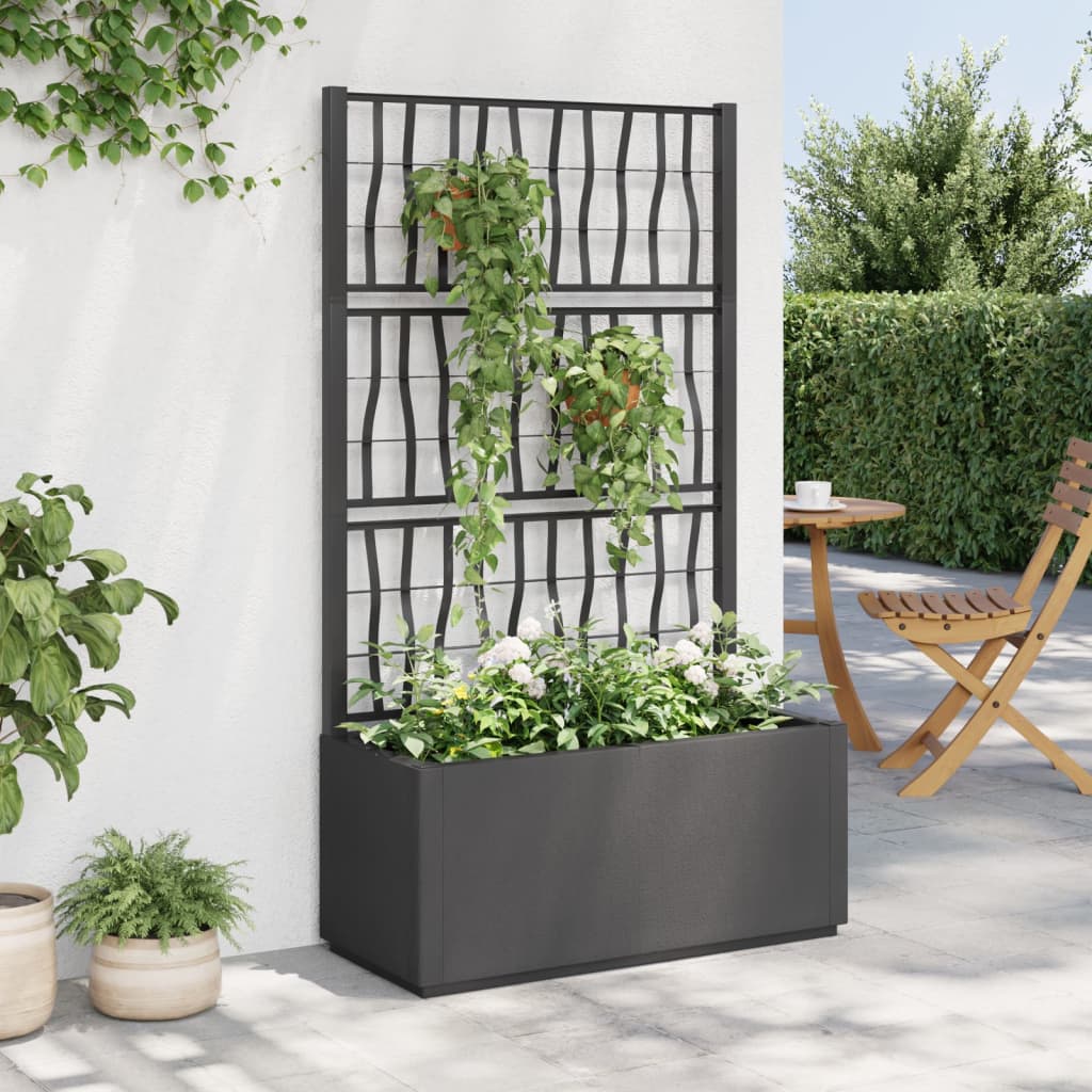 Vidaxx Pflanzgefäß mit Spalier 80x36x140 cm Polypropylen dunkelgrau