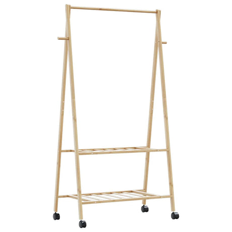 Vidaxx Kleiderständer mit Regalen und Rollen 96x45,5x155,5 cm Bambus