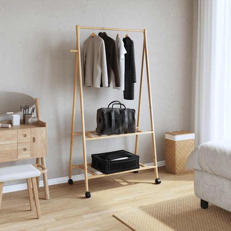 Vidaxx Kleiderständer mit Regalen und Rollen 96x45,5x155,5 cm Bambus