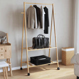 Vidaxx Kleiderständer mit Regalen und Rollen 96x45,5x155,5 cm Bambus