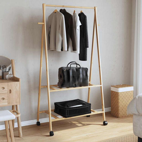 Vidaxx Kleiderständer mit Regalen und Rollen 96x45,5x155,5 cm Bambus