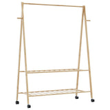 Vidaxx Kleiderständer mit Regalen und Rollen 132x45,5x155,5 cm Bambus