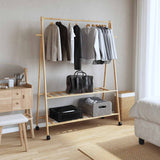Vidaxx Kleiderständer mit Regalen und Rollen 132x45,5x155,5 cm Bambus