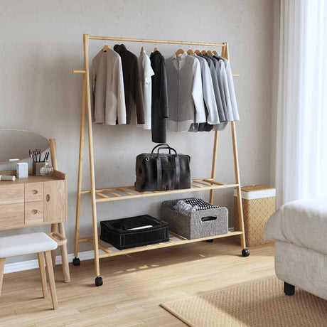Vidaxx Kleiderständer mit Regalen und Rollen 132x45,5x155,5 cm Bambus