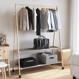 Vidaxx Kleiderständer mit Regalen und Rollen 132x45,5x155,5 cm Bambus