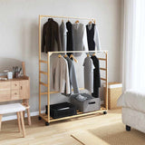 Vidaxx Kleiderständer mit Regalen und Rollen 90x35x155 cm Bambus