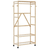 Vidaxx Kleiderständer mit Regalen und Rollen 90x40x179,5 cm Bambus