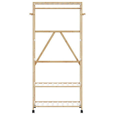 Vidaxx Kleiderständer mit Regalen und Rollen 90x40x179,5 cm Bambus