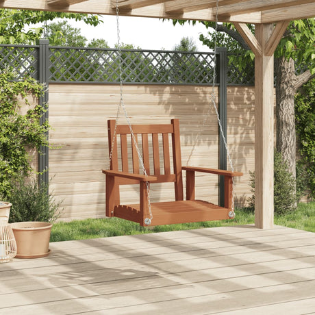 Vidaxl Gartenschaukelstuhl mit Metallketten, massives Kiefernholz, braun