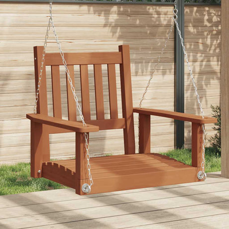 Vidaxl Gartenschaukelstuhl mit Metallketten, massives Kiefernholz, braun