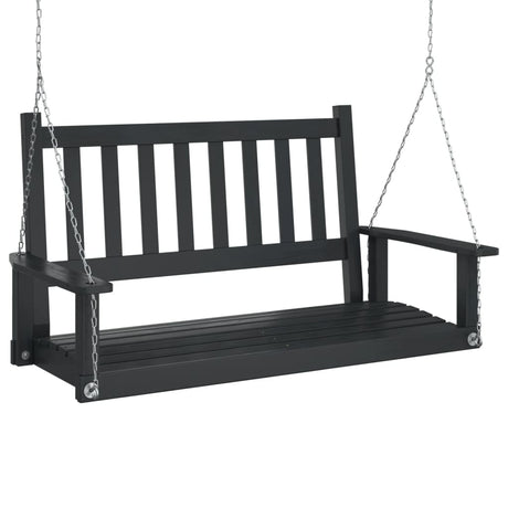 VidaXL Gartenschaukelbank mit Metallketten, massives Kiefernholz, schwarz