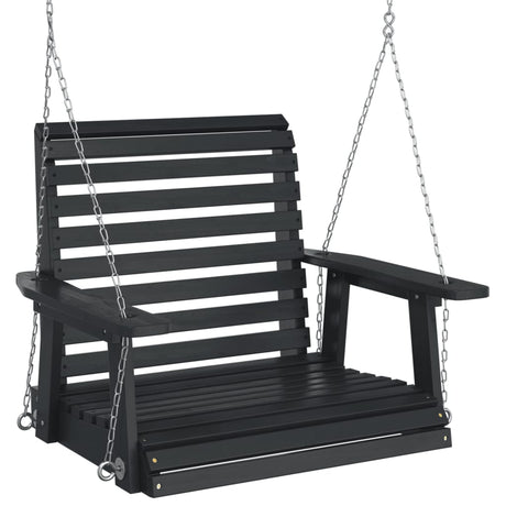 VidaXL Gartenschaukelstuhl mit Metallketten, massives Kiefernholz, schwarz