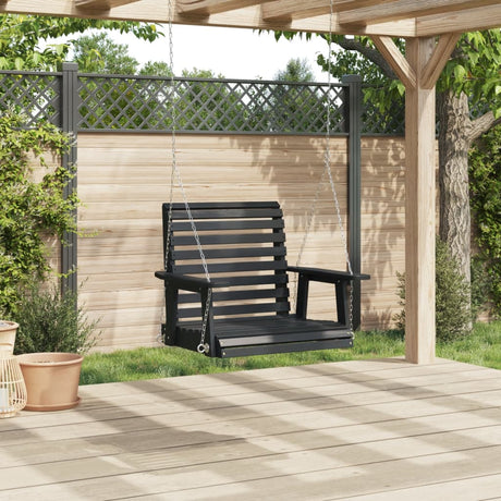 VidaXL Gartenschaukelstuhl mit Metallketten, massives Kiefernholz, schwarz
