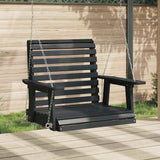 VidaXL Gartenschaukelstuhl mit Metallketten, massives Kiefernholz, schwarz