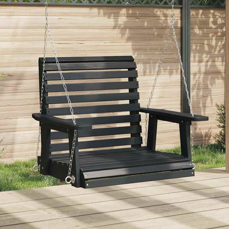 VidaXL Gartenschaukelstuhl mit Metallketten, massives Kiefernholz, schwarz