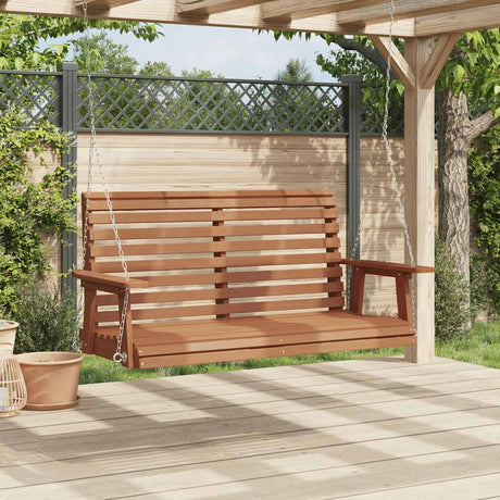 Vidaxl Gartenschaukelbank mit Metallketten, massives Kiefernholz, braun